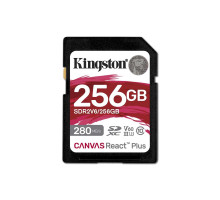 SDXC (UHS-II U3) Kingston Canvas React Plus 256Gb class 10 V60 (R280MB/s, W150MB/s) (SDR2V6/256GB)