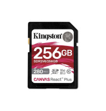 SDXC (UHS-II U3) Kingston Canvas React Plus 256Gb class 10 V60 (R280MB/s, W150MB/s) (SDR2V6/256GB)