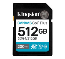 Карта пам'яті SDXC (UHS-1 U3) Kingston Canvas Go! Plus 512Gb class 10 A2 V30 (R200MB/s, W160MB/s) (SDG4/512GB)