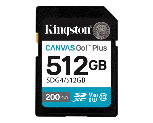 Карта пам'яті SDXC (UHS-1 U3) Kingston Canvas Go! Plus 512Gb class 10 A2 V30 (R200MB/s, W160MB/s) (SDG4/512GB)