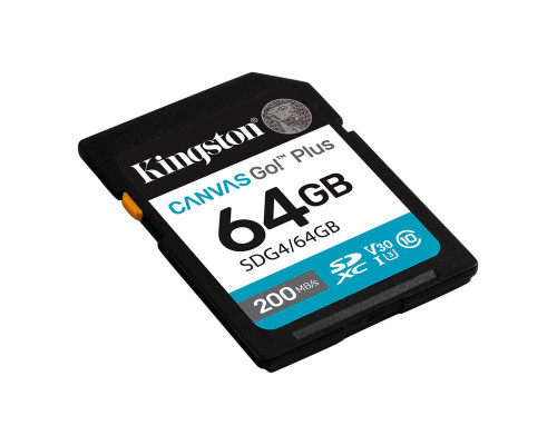 Карта пам'яті SDXC (UHS-1 U3) Kingston Canvas Go! Plus 64Gb class 10 A2 V30 (R200MB/s) (SDG4/64GB)