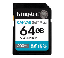 Карта пам'яті SDXC (UHS-1 U3) Kingston Canvas Go! Plus 64Gb class 10 A2 V30 (R200MB/s) (SDG4/64GB)