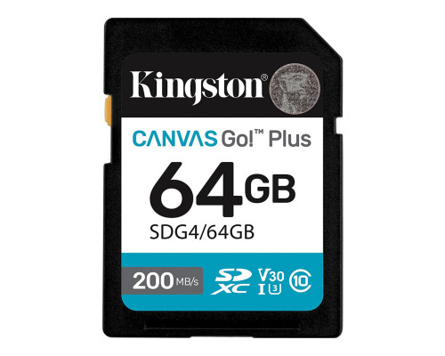 Карта пам'яті SDXC (UHS-1 U3) Kingston Canvas Go! Plus 64Gb class 10 A2 V30 (R200MB/s) (SDG4/64GB)