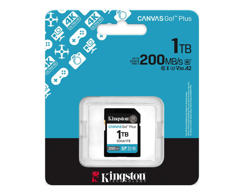 Карта пам'яті SDXC (UHS-1 U3) Kingston Canvas Go! Plus 1Tb class 10 A2 V30 (R200MB/s, W160MB/s) (SDG4/1TB)