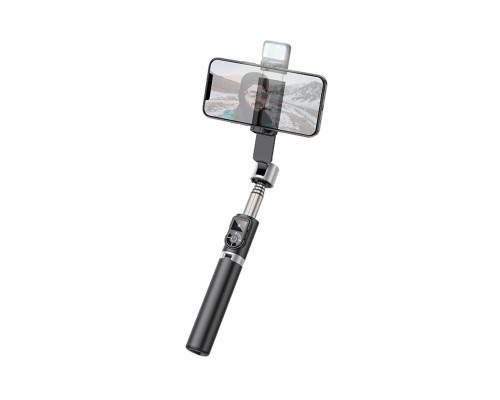 Селфі-монопод HOCO K16 aluminum alloy fill light live broadcast holder Black