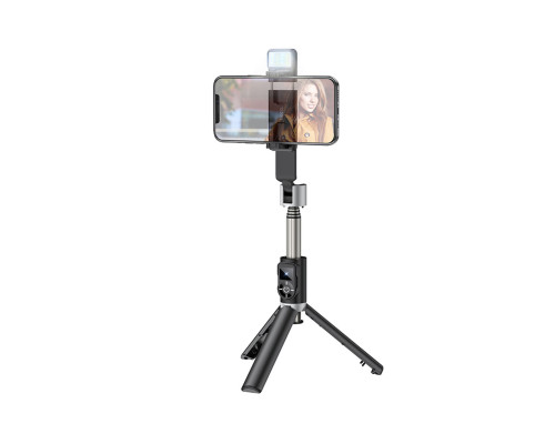 Селфі-монопод HOCO K16 aluminum alloy fill light live broadcast holder Black