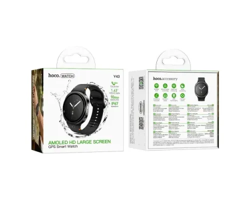 Смарт-годинник HOCO Y43 AMOLED Smart watch(call version) Black mag-6942007677370153743