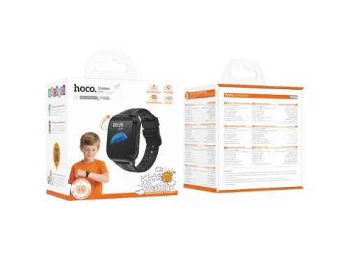 Смарт-годинник дитячий HOCO Y108 4G children phone-watch black mag-6942007680936154076
