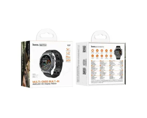 Смарт-годинник HOCO Y37 AMOLED GPS sports watch(call version) Black mag-6942007666046152824