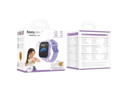 Смарт-годинник дитячий HOCO Y108 4G children phone-watch Purple mag-6942007680950154195