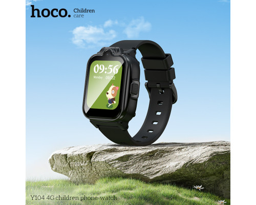 Смарт-годинник HOCO Y104 4G children phone-watch Black (6942007646352)