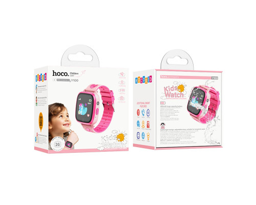 Дитячий cмарт-годинник Hoco Y100 children watch with call function Pink (6942007625647)