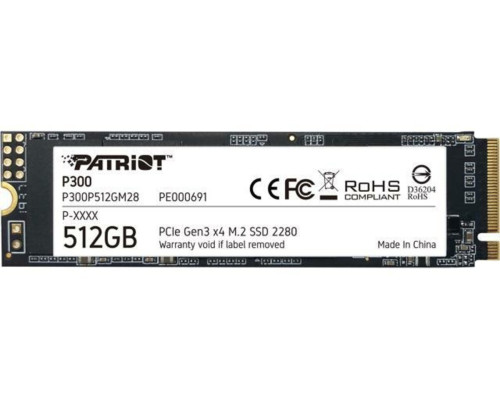 SSD M.2 Patriot P300 512GB NVMe 2280 PCIe 3.0x4 3D NAND TLC (P300P512GM28)