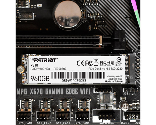 SSD M.2 Patriot P310 960GB NVMe 2280 PCIe 3.0x4 3D NAND TLC (P310P960GM28)