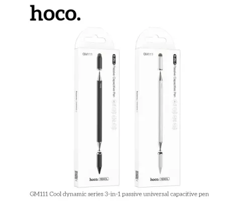 Стілус HOCO GM111 Cool dynamic series 3-in-1 passive universal capacitive pen Black mag-6942007619387145607