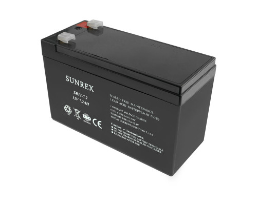 Акумуляторна батарея SUNREX SR12-7.2, Ємність: 7.2Ah, 12V, 2.13kg, AGM battery, розміри: 151х65х94мм (ДБЖ UPS) NBB-99173