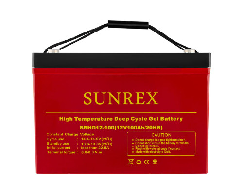 Акумуляторна батарея SUNREX SRHG12-100, Ємність: 100Ah, 12V, 30.2kg, гелевий, розміри: 307х169х211мм (ДБЖ UPS) NBB-134400