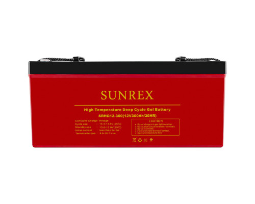 Акумуляторна батарея SUNREX SRHG12-300, Ємність: 300Ah, 12V, 77.3kg, гелевий, розміри: 520х268х220мм (ДБЖ UPS) NBB-134402