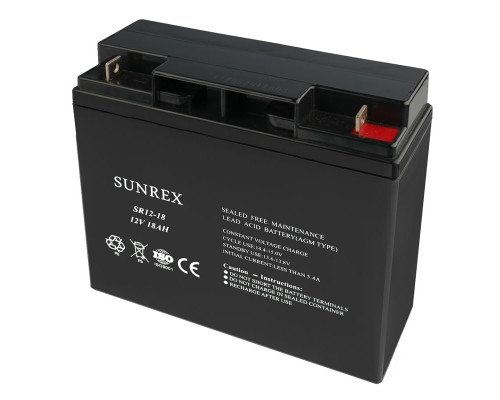 Акумуляторна батарея SUNREX SR12-18, Ємність: 18Ah, 12V, 5.18kg, AGM battery, розміри: 181х77х167мм (ДБЖ UPS) NBB-99167