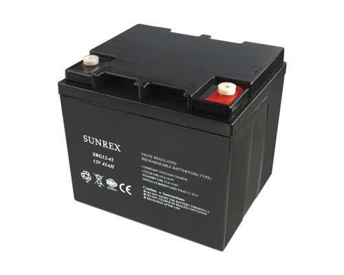 Акумуляторна батарея SUNREX SRG12-45, Ємність: 45Ah, 12V, 12.9kg, гелевий, розміри: 198х166х174мм (ДБЖ UPS) NBB-99169