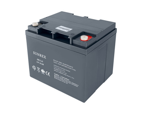 Акумуляторна батарея SUNREX SR12-45, Ємність: 45Ah, 12V, 12.9kg, AGM battery, розміри:198х166х174мм (ДБЖ UPS) NBB-134397