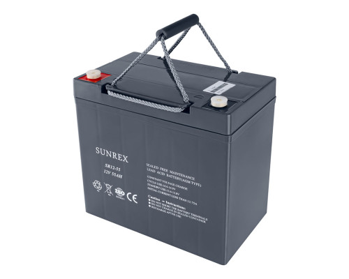 Акумуляторна батарея SUNREX SR12-55, Ємність: 55Ah, 12V, 16.3kg, AGM battery, розміри:229х138х208мм (ДБЖ UPS) NBB-134398