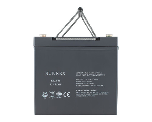 Акумуляторна батарея SUNREX SR12-55, Ємність: 55Ah, 12V, 16.3kg, AGM battery, розміри:229х138х208мм (ДБЖ UPS) NBB-134398