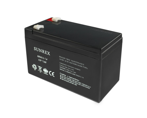 Акумуляторна батарея SUNREX SRM12-7.0, Ємність: 7Ah, 12V, 2.03kg, AGM battery, розміри: 151х65х94мм (ДБЖ UPS) NBB-99172