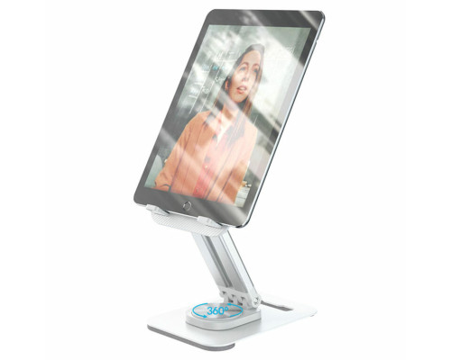 Тримач для мобільного HOCO PH48 Fun dual axis 360 rotating tablet desktop holder White