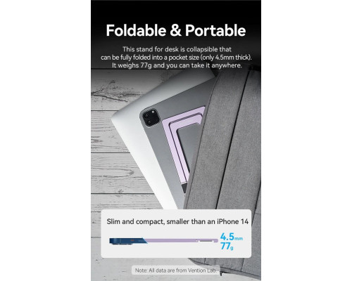 Тримач для телефону Vention Portable Cell Phone Stand Holder for Desk Aluminum Alloy Type Gray (KCZH0)