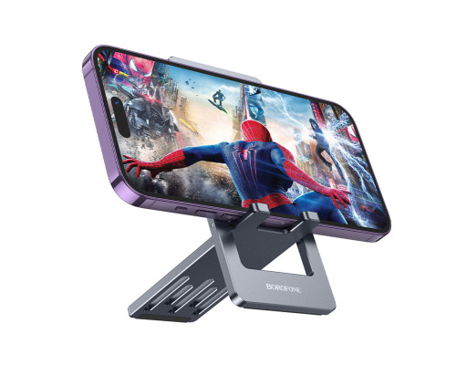 Тримач для мобільного BOROFONE BH112 Kerry metal folding desktop stand Metal Gray