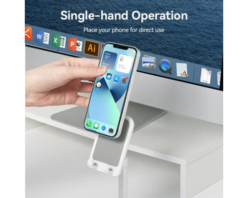 Тримач для телефону Height Adjustable Desktop Cell Phone Stand White Aluminum Alloy Type (KCQW0)