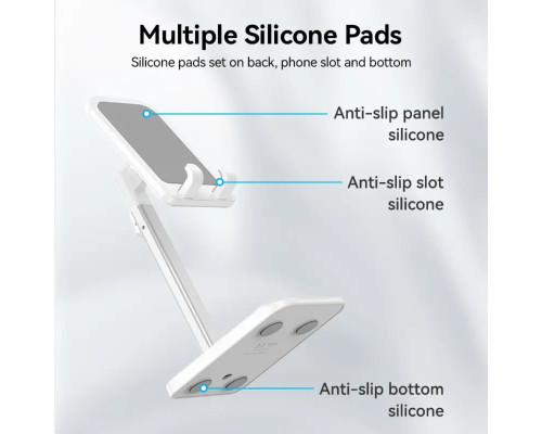 Тримач для телефону Height Adjustable Desktop Cell Phone Stand White Aluminum Alloy Type (KCQW0)