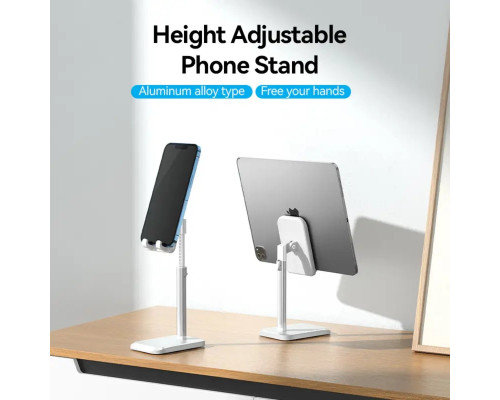 Тримач для телефону Height Adjustable Desktop Cell Phone Stand White Aluminum Alloy Type (KCQW0)