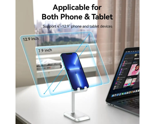 Тримач для телефону Height Adjustable Desktop Cell Phone Stand White Aluminum Alloy Type (KCQW0)