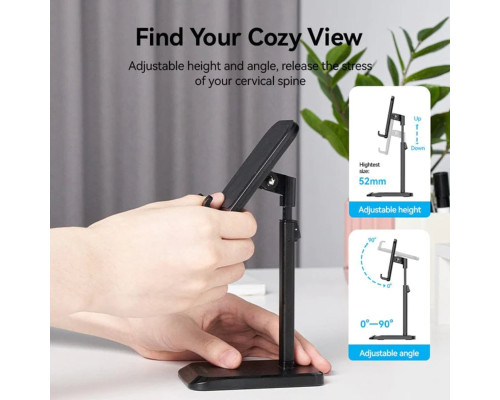 Тримач для телефону Height Adjustable Desktop Cell Phone Stand Black Aluminum Alloy Type (KCQB0)