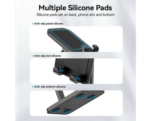 Тримач для телефону Height Adjustable Desktop Cell Phone Stand Black Aluminum Alloy Type (KCQB0)