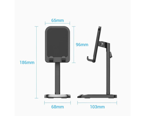 Тримач для телефону Height Adjustable Desktop Cell Phone Stand Black Aluminum Alloy Type (KCQB0)