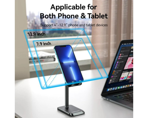 Тримач для телефону Height Adjustable Desktop Cell Phone Stand Black Aluminum Alloy Type (KCQB0)