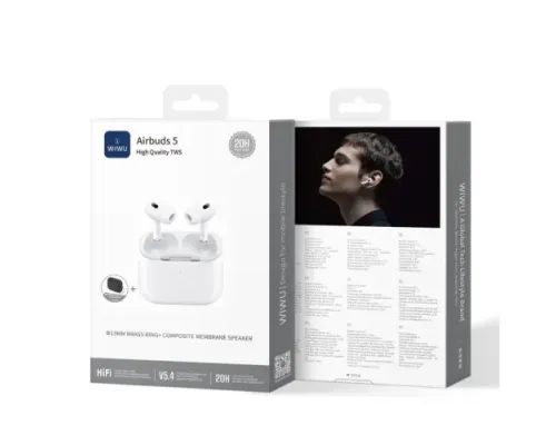 Навушники WiWU Airbuds 5 (4-mic ENC) White mag-6977703655315153607