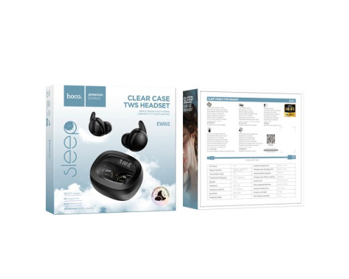Навушники бездротові HOCO EW65 Shadow true wireless sleep BT headset Black mag-6942007623575137339