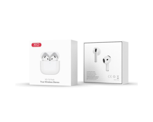 Навушники бездротові XO T6 Pods Bluetooth headset (6th generation) Білі mag-6975837581494140439