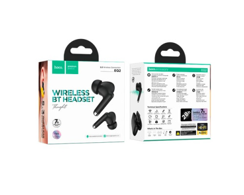 Навушники бездротові HOCO EQ2 Thought true wireless BT5.3/7hours Black mag-6931474798527131419