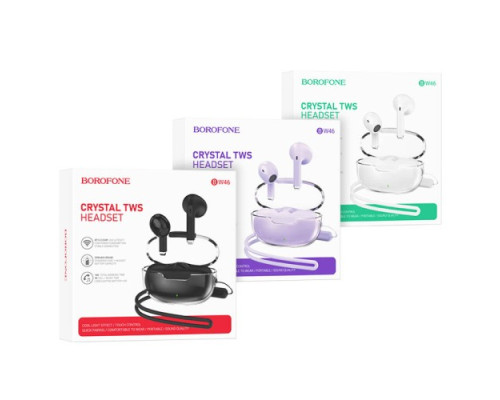 Навушники бездротові BOROFONE BW46 Ice flake true wireless BT headset TWS фіолетові mag-694199111039929798