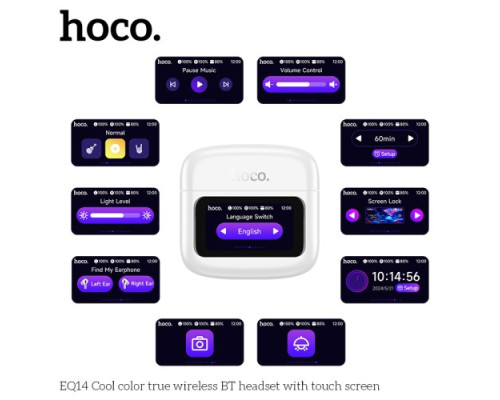 Навушники бездротові HOCO EQ14 Cool color true wireless BT headset with touch screen White mag-6942007644112142613