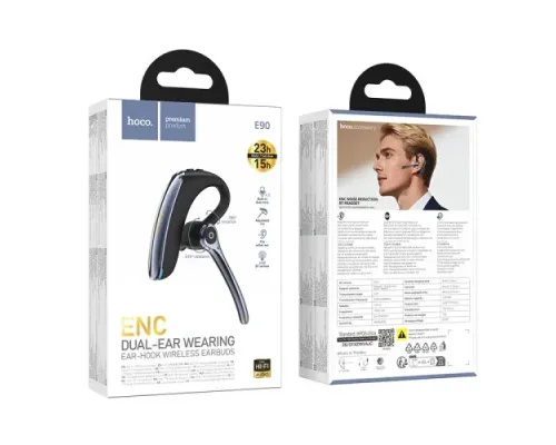 Bluetooth гарнітура HOCO E90 Liya ENC noise reduction BT headset Black mag-6942007680547154149
