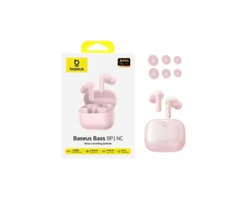 Навушники Baseus Bass BP1 NC In-Ear True Wireless Earbuds Pink A0010707 mag-6953156213074154223