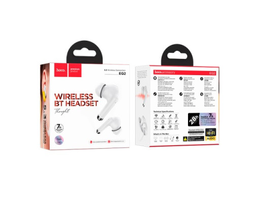 Навушники бездротові HOCO EQ2 Thought true wireless BT5.3/7hours White mag-6931474798534131420
