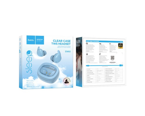 Навушники бездротові HOCO EW65 Shadow true wireless sleep BT headset Blue mag-6942007623599137341