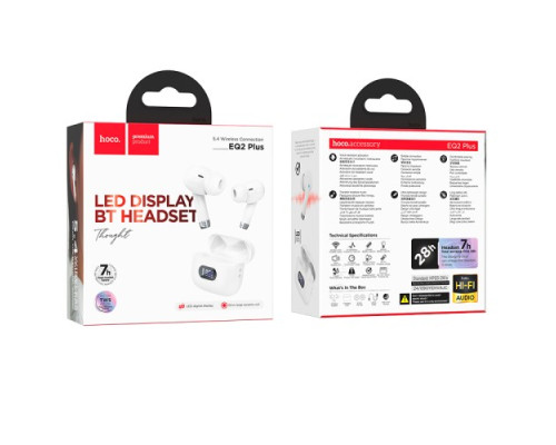 Навушники бездротові HOCO EQ2 Plus Thought true wireless BT5.4/7hours White mag-6942007623643138649